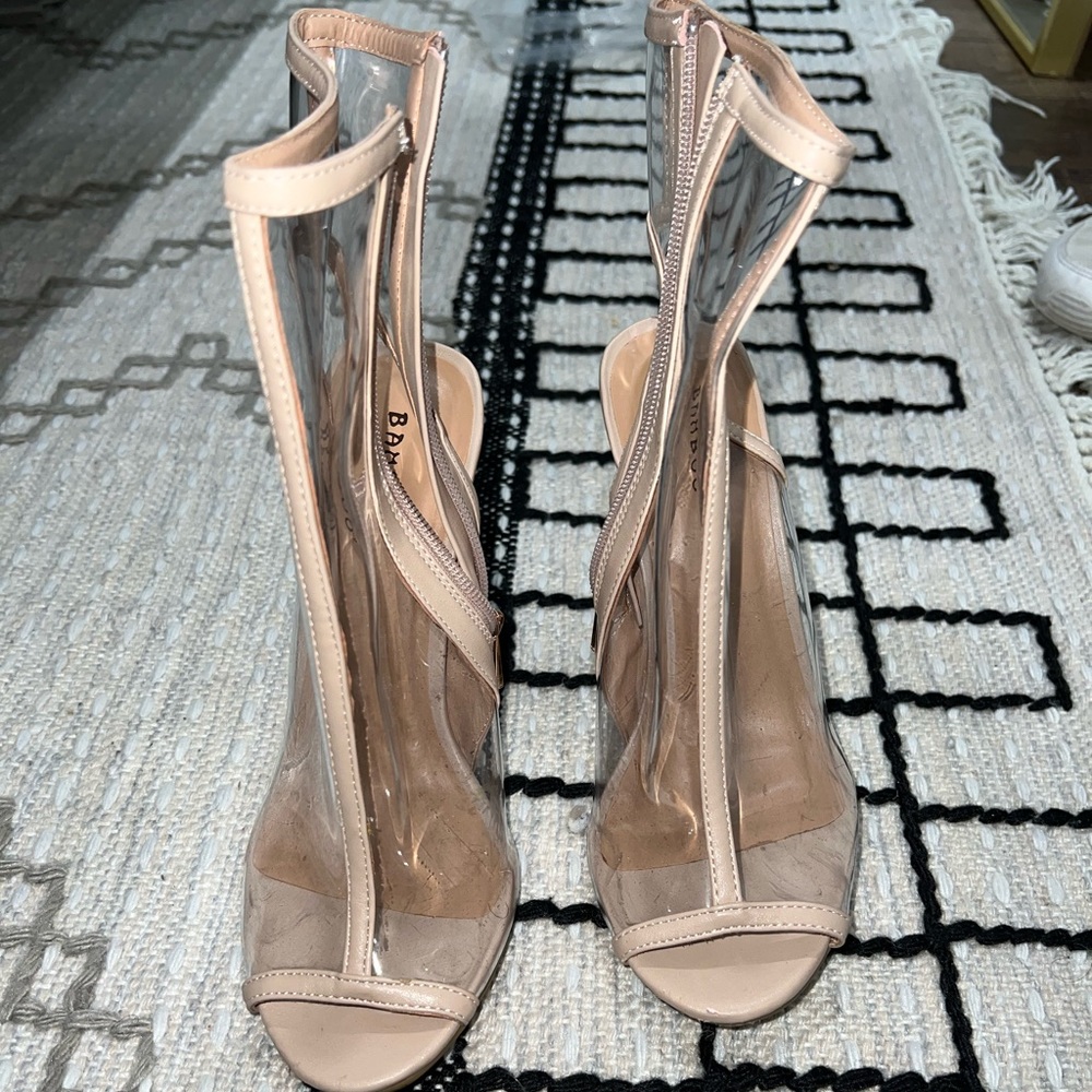 Clear peep toe open toe booties